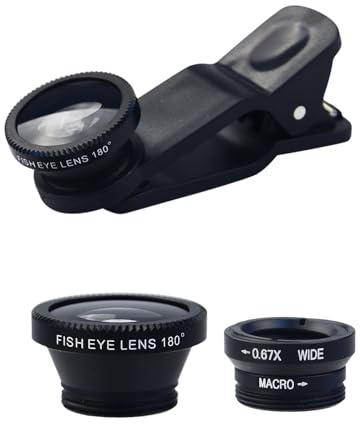 Clip Kit – telefonlinsfästen, makro vidvinkel | 180° fisköga 10 x makro 0