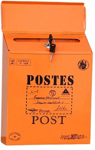 Utomhusbrevlåda Väggmonterad järnbrevlåda med flerfärg(Orange a)
