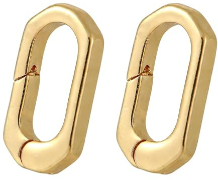 VOOSFSIE 2 pezzi chiusure a catena ovali, mini ciondolo a moschettone dorato, connettori per bracciali, prolunga per collane, moschettone per gioielli fai da te, bracciali, collane