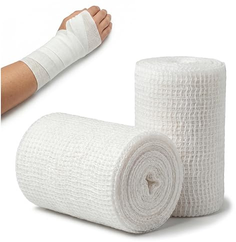 KMINA Benda Elastica (20 unita) 5 cm x 4 m, Elasticita 100%, Senza Lattice Bianca per Supporto e Fissaggio
