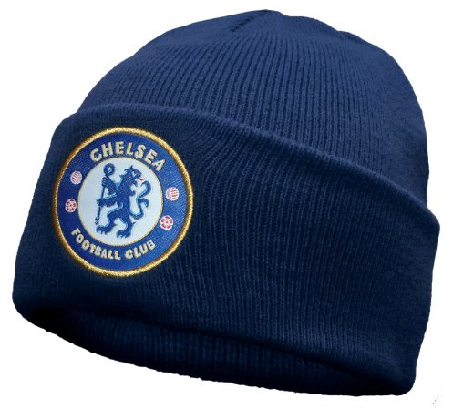 Chelsea FC Official Football Gift Knitted Bronx Beanie Hat Navy Blue
