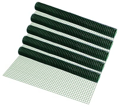 pro.tec Drahtgitter 5 Rollen 4-Eck 1m x 5m grün Schweißgitter Volierendraht 25 m