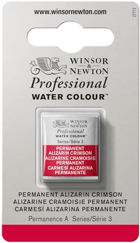 Winsor & Newton Acuarela Profesional - Pintura de Acuarela, Alta Luminosidad, Resistente a la Luz, Calidad de Archivo, 1/2 Godet, Color Carmesí Alizarina Permanente