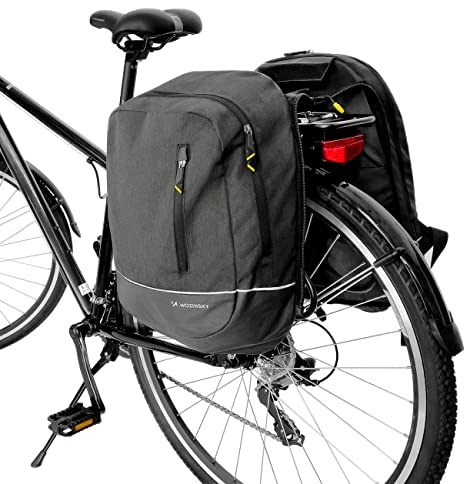 WOZINSKY Cykelväska 2-i-1 bagagehållarväska bakhjul vattentät resväska väska för cykel, ryggsäck tvådelad cykelväska ryggsäck cykelväska 30 l