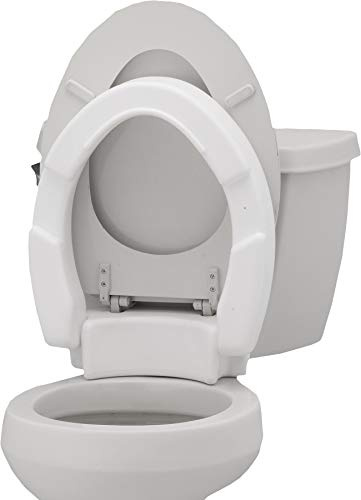 NOVA Medical Products Hinged Toilet Seat Riser Lift Up and Down Raised Toilet Seat For Under Seat For Elongated Seat Color, White, (Pack of ), 1 Count