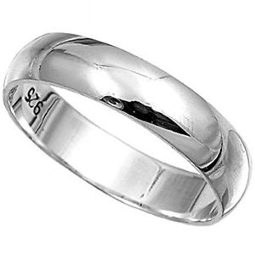 Men's 925 Solid Sterling Silver Polished 4mm wide band ring in sizes G-Z (R)