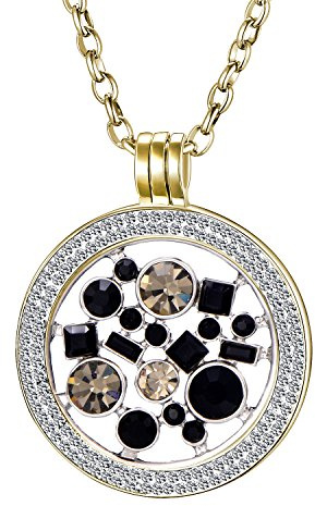 Morella Damen Halskette Gold 70 cm Edelstahl und Zirkonia Anhänger mit Coin Universum 33 mm im Schmuckbeutel