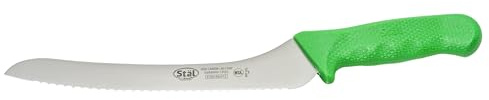Winco 9 Commercial-Grade Serrated Bread/Pastry Knife with Offset Handle, Green