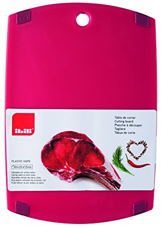 IBILI Cutting Board 33X23X1,5 Meats, Plastic Hdpe, Pink, 33 x 23 x 1 cm