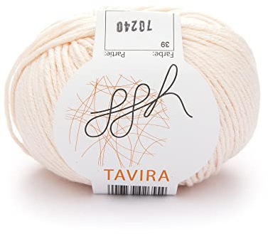 ggh Tavira - 100% Baumwolle - Lauflänge 80m auf 50g - Nadelstärke 4-5 - Wolle zum Stricken oder Häkeln geeignet - Farbe 039 - Puder