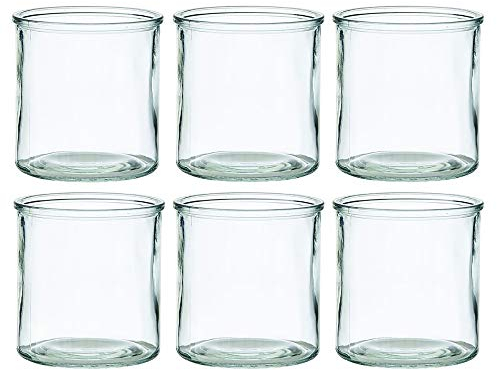 Windlichter aus Glas in klassischer Zylinderform - Kerzenglas und Teelichtgläser für viele Dekorationen - Runde Kerzengläser- Gläser für Kerzen Giessen - Kerzengießen (6 x Ø 10 cm/H 10 cm)