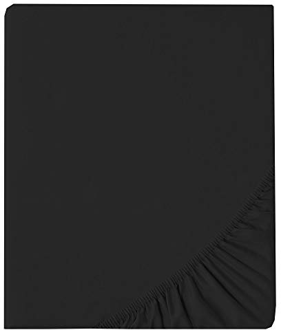 aqua-textil Luxury Bettwäsche zum Kombinieren 90 x 190 cm Spannbettlaken schwarz Baumwolle Mako Satin Bettlaken