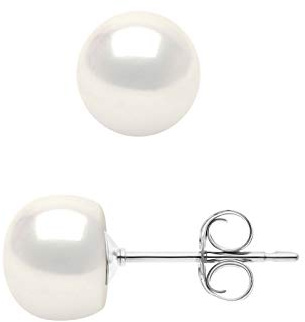 PEARLS & COLORS Orecchini con Perle di Coltura d'Acqua Dolce Bottoni 8-9 mm Qualita AAA+ in Argento 925