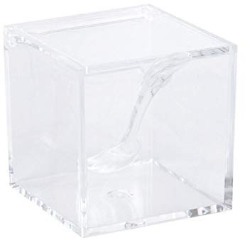 TIENDA EURASIA® Azucarero Cuadrado con Cuchara. Material Acrílico Transparente. Medidas: 8x8x8 cm