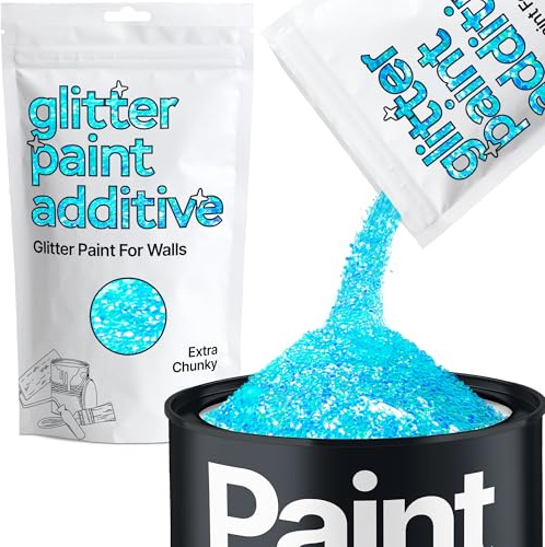 Hemway Baby Blue Iridescent Glitter Paint Additive Extra Chunky 100g | for Paints & Varnish | Paint Walls Sparkly Add to Emulsion, Acrylic or Lacquer Indoor