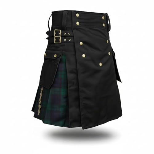 Kilt for Men - Modern Scottish Utility Hybrid Kilt with Cargo Pockets, Ideal for Weddings & Events (36, BWH)