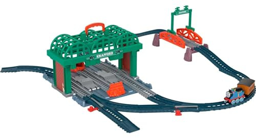 Thomas & Friends HGX63 - Thomas & Friends Knapford Station Eisenbahn-Set, 2-in 1-Spielset und Aufbewahrungskoffer, Spielzeug für Vorschulkinder ab 3 Jahren