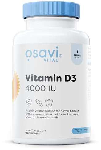 Osavi - Vitamin D3 Softgels | 2000 I.E. pro Kapsel - Hochdosiertes Cholecalciferol für Immunsystem, Muskeln & Knochen - 120 Softgels