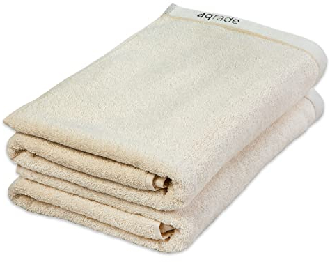 aqrade Badetuch Duschtuch Handtuch Premium I 2er-Pack I 70x140cm I 100% Baumwolle I 600 g/m² I Creme