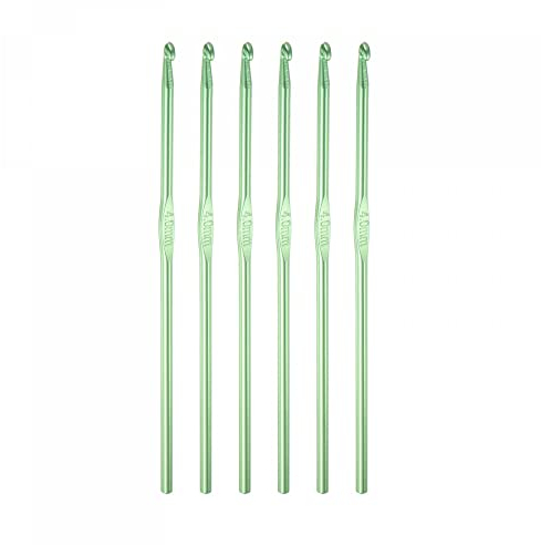 sourcing map 6 Stück Häkelnadel Aluminum Häkelnadel Set Häkelnadeln Set 4mm Stricknadeln Häkelnadel Ersatz Häkelnadeln Stricken Werkzeuge Zubehör für Anfänger DIY Bastelgarn Grün