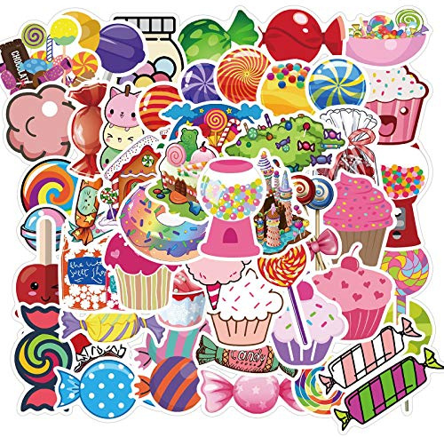 50 pezzi Caramelle colorate Adesivi in vinile carino per bottiglia d'acqua, laptop, telefono, bagagli, adesivi per skateboard per adulti adolescenti ragazze bambini