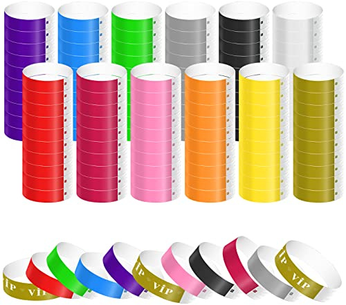 1220 Uds Pulseras de Papel para Eventos, Colorido Pulseras Identificativas Impermeables Brazalete Papel Pulseras de Entrada Pulseras para Eventos Fiesta Música Exhibición Conciertos (12 Colores)