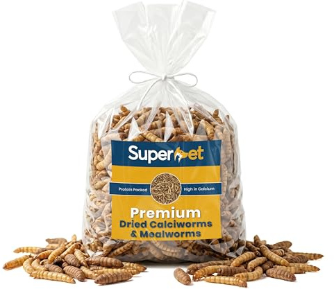 Superpet Dried Mealworms and Calci Worms 50/50 Mix for Wild Birds, High-Protein High-Calcium Bird Food for Robins, Blackbirds, Hedgehogs, Chickens and Fish (5Kg)