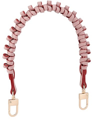 PH PandaHall Correa de bolso trenzada de 17.5 pulgadas en rosa, tira corta para bolso de PU, mango de repuesto superior con hardware dorado para bolso de transporte, bolso tejido y bolso de hombro