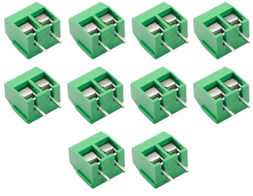 Fiorky 10 pz PCB Morsettiera a Vite Connettore Filo Passo 5.0mm KF301 Morsetti a Vite Giunti Blocco Connettore Pin Dritto 2P 3P Blu Verde for Progetti di Elettronica Domestica (10PCS 2P Verd