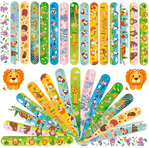Viicoor Braccialetti a schiaffo per bambini, 30 pezzi, stile animali, per feste, gadget per feste (animali-30P)