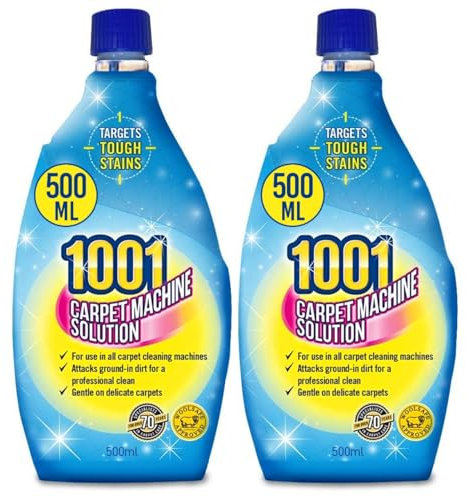 Carpet Cleaner Solution & Carpet Shampoo – Concentrated Carpet & Upholstery Cleaning Machine Shampoo 1001 Cleaner 2x500ml | Low Foam Deep Clean | Odour Removal for Busy Areas & Large Rooms