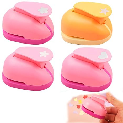 4-Teiliges Set Stanzer Kinder Papierset,Muster Stanzer,Klein Motivstanzer,Stern,KirschblüTe,FüNf BlüTenbläTter,Herz Papierstanzer,Ausstanzer Kinder Geeignet FüR Diy-Bastelarbeiten,Alben,Aufkleber,Usw