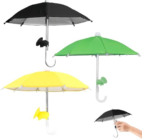 Pddenality 3PCS Phone Umbrella for Sun, Umbrella for Phone, Phone Sun Shade with Suction Cup,Outdoor Multifunctional Cute Shade Universal Sunshade Decoration Black Yellow Green