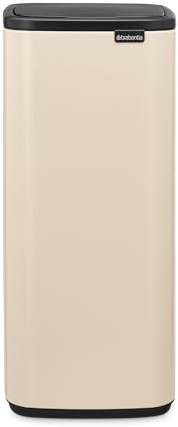 Brabantia Bo Touch Cubo de basura 30L (Beige claro), cubo basura reciclaje rectangular y compacto, con sistema de abertura Soft-Touch, papelera cocina con cubo extraíble, incluye bolsas PerfectFit