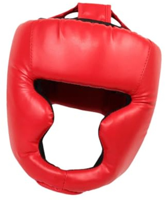 FashionCha Casco de Boxeo Equipo de Entrenamiento Protector de Cabeza Absorbente de Golpes Material PU Visibilidad Ampliada Apto para Sparring Karate, Niños Rojos