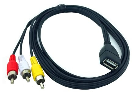 Nucelit 0,2/1,5 m kabelomvandlare USB hona till 3RCA-uttag bärbar professionell för splitter adapterkabel ersättning kompositadapter för