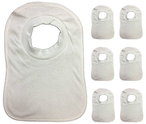 7 Pack Popover Baby Bib Bibs White Soft Towelling Unisex Multi Pack