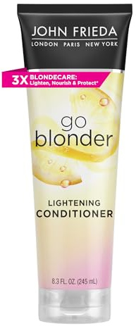 John Frieda Go Blonder Lightening Conditioner, Gradually Lightens Blonde Color, For Natural or Color-Treated Hair, Formulated with Citrus and Chamomile, Paraben Free, 8.3 Oz