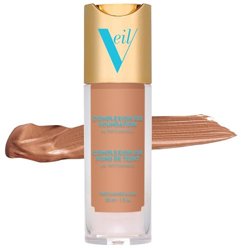 Veil Cosmetics Complexion Fix Liquid Foundation – Buildable Coverage – Water-Resistant, Hypoallergenic, Oil-Free, Cruelty-Free & Vegan – Lightweight & Brightening – Long Lasting (3N Medium Neutral)