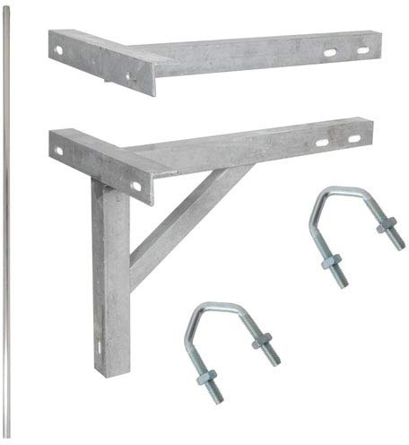 6 Ft / 1.8M Straight Mast & 12 T&K Outdoor Galvanised Bracket - TV Aerial/Satellite Wall Mounting Pole Installation Kit - Loops