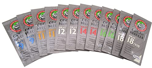 Organ nadel in durchsichtiger CKPSMS-Plastikbox - Organ-HAX1-Nähnadeln -HAX1 ORGAN Nähnadeln Kompatibel mit/Ersatz für Singer Marke,Pfaff Marke,Brother Marke (Organ-HAX1#9#11#12#14#16#18 60PCS)