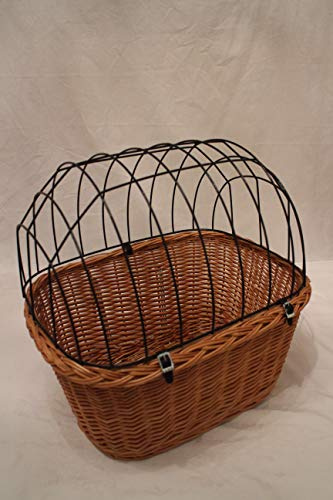 Marcus´ Weidenhandel BELLO – hundefahrradkorb para bicicleta manillar de mimbre con rejilla de metal y cojín XL o XXL Volante mimbre Cesto brazo de perros Animales cesta cesta de la compra Natural