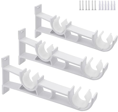 Soportes para barra de cortina Gudui (blanco, 3p doble agujero)