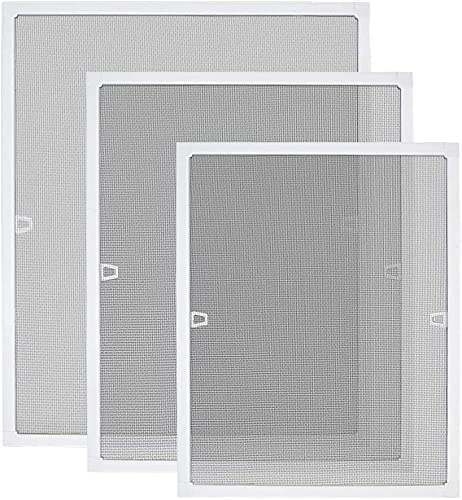 YUENFONG Zanzariera per finestra, zanzariera per porte, telaio in alluminio, senza fori e viti (100 x 120 cm, bianco)