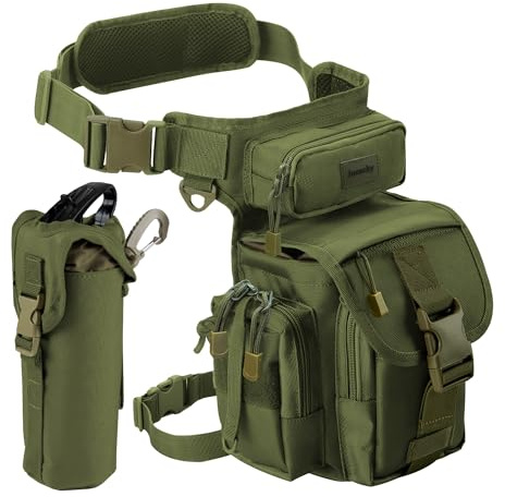Jueachy Taktisch Beintasche Wasserdicht Bein Taschen Herren Motorrad Beinbeutel Hüfttasche Drop Leg Bag Militär Hüft Gürteltasche Wandertasche Werkzeug Tasche mit Flasche Tasche für Camping Fishing