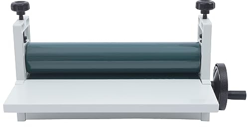 Manuelle Laminiergerät, Kalt Laminator Maschine Kaltlaminator Rollenlaminator, Laminierbreite 35cm Laminierdicke 1.2cm, für Fotos Plakaten Werbefotos Bucheinbände Dokumente, Weiß