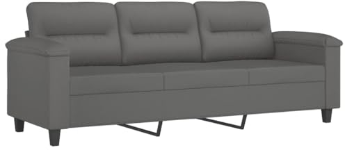 vidaXL Divano a 3 Posti Grigio Scuro 180 cm in Tessuto Microfibra