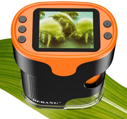 1000X Handheld Microscope for Kids 4K 2.0 Screen Rechargeable Mini Pocket Digital Microscopes w/Slides Kit Portable Edu Gift Age 4-6 8-12 Children Students