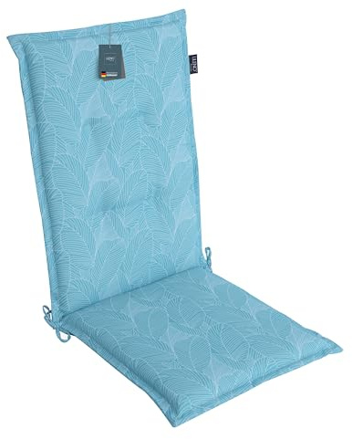 LILENO HOME Cuscini per sedia da giardino [set da 1 – sedia con schienale alto] in foglie Aqua – comodi cuscini per sedie da giardino – cuscini per sedie da giardino e sedie pieghevoli