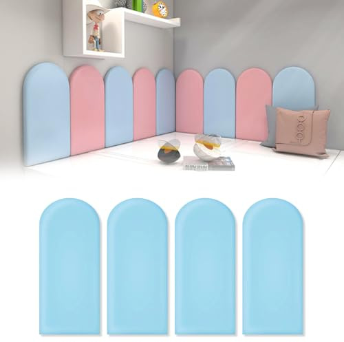AYYDS Pannello da parete 3D autoadesivo, poliuretano, impermeabile, per cameretta dei bambini, imbottito, anti-collisione (blu, 20x40 cm, 4 pezzi)